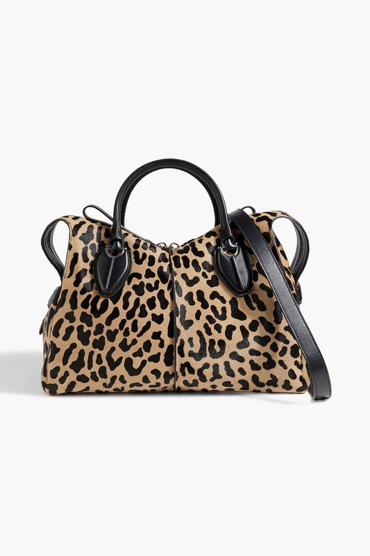 GoWear Luxury Designer Crossbody & Shoulder Bag - Leopard-Print Calf Hair Tote