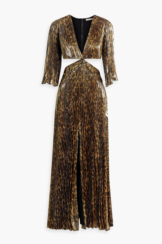 GoWear Metallic Leopard-Print Maxi Dress