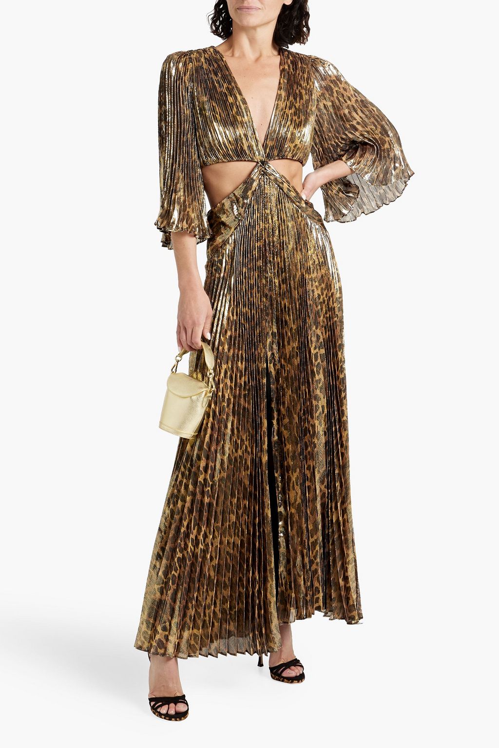 GoWear Metallic Leopard-Print Maxi Dress